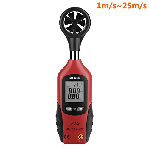 Tacklife DA02 Digital Anemometer Mini LCD Wind Speed Gauge Air Flow Speed Meter Thermometer with Vane Sensor