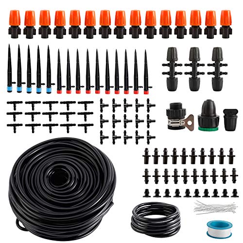 Artilife 42m138ft Drip Irrigation Kit Garden Irrigation System Adjustable Nozzle Garden Hose Water Sprinkler  Automatic Garden Watering System Kit Misting Cooling System for Garden Greenhouse