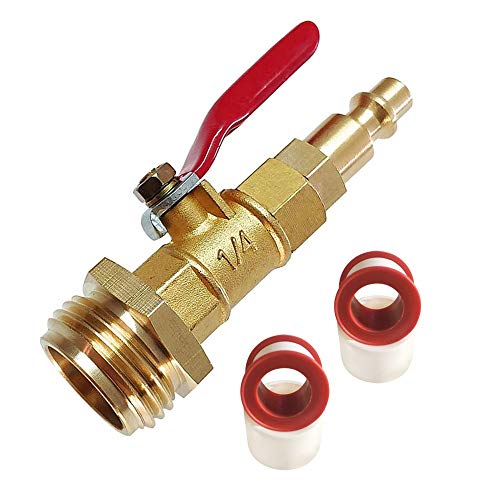 Winterize Blowout Adapter with 14 Male Quick Plug  34 Male GHT ThreadBrass Quick Fitting with Ball Valve for Blowing Out Water to Winterize Garden Hose Sprinkler Systems etc (Male GHT)
