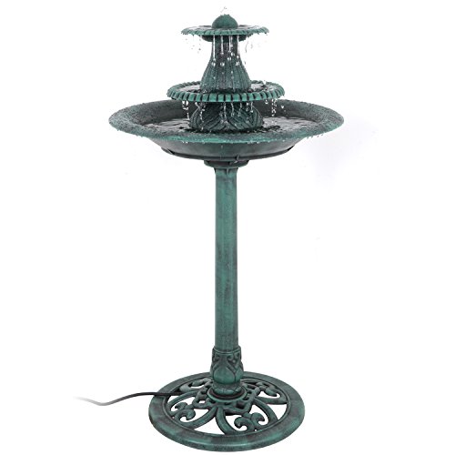 Nova Microdermabrasion 3Tier Pedestal Bird Bath Fountain WPump Outdoor Garden Decor