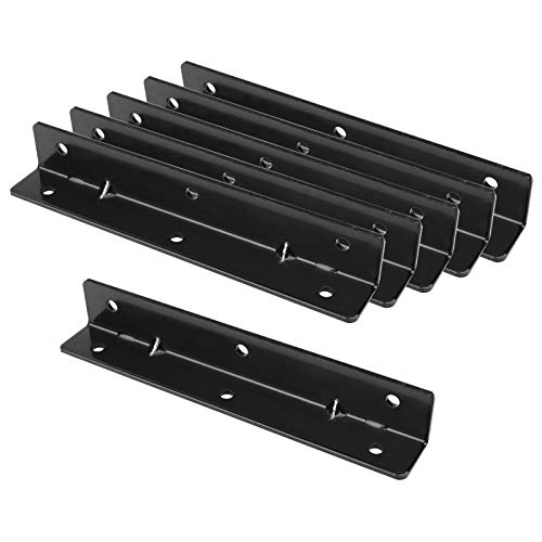 OTTFF 6 Pcs 7½x1⅛ inch Strong Tie L Shape Wide Corner Brace 90 Degree Carbon Steel Bar Fastener Reinforcing Garden Bed Corner Bracket Wood Furniture Fixing Mending Heavy Duty Metal Joint L Brackets