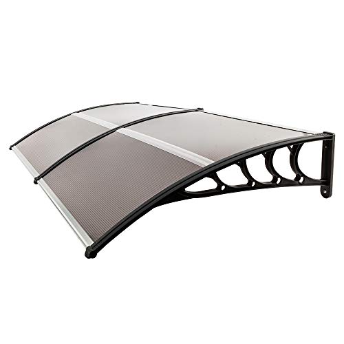STERXONE Durable Door Awning Window Awnings Exterior Rain and Sun Best Front Door Awning Polycarbonate Cover Outdoor Patio Canopy Shetter with Aluminum Fixing Bars ABS Curved Bracket (40 x 80B)