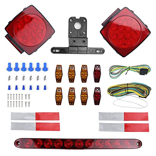 Under 80 LED Trailer Light Kit Square Stop Turn Tail RV Truck Lights with Wire  Bracket RedAmber Side Fender Marker Lamps for Camper Truck RV Boat Snowmobile