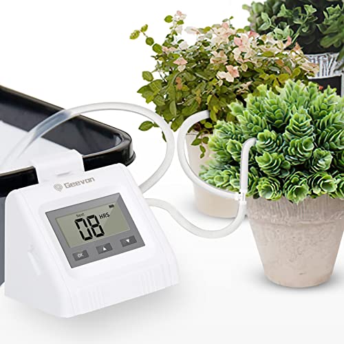 Automatic Watering System Potted Plants Micro DIY Drip Irrigation Kit with 30Day Programmable Water Timer LCD Display Ideal for Indoor Greenhouse Plants and Flowers (USB Included)