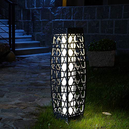 Grand Patio Outdoor Floor Lamp Solar Powered Wicker Light WeatherResistant Rattan Floor Lamp for Patio Deck and Garden