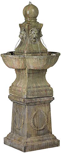 Lamps Plus Tuscan Garden Pedestal Outdoor Floor Water Fountain 54 High Bubbler Lion Heads for Yard Patio Deck Entryway  John Timberland