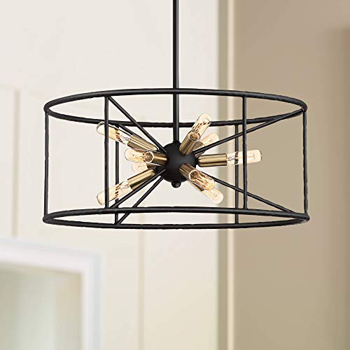 La Vista Black Gold Sputnik Small Pendant Chandelier 20 14 Wide Modern Open Cage Drum Shade 9Light Fixture for Dining Room House Foyer Entryway Kitchen Bedroom Living Room  Possini Euro Design