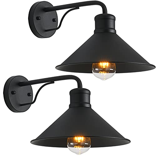 2 Pack Outdoor Wall Lights Wall Mount for House Front Porch Outdoor Wall Light Fixtures Wall Mount Matte Black Modern Farmhouse Outdoor Wall Sconce Classic Barn Lights Outdoor  IndoorE26 Socket
