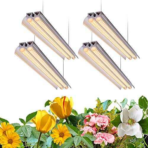 MoniosL T5 LED Grow Light 4FT Full Spectrum Sunlight Replacement with Reflector 240W(4×60W) Double Tube White Light Integrated Fixture with Hanging System for Indoor PlantsPlug and Play 4Pack