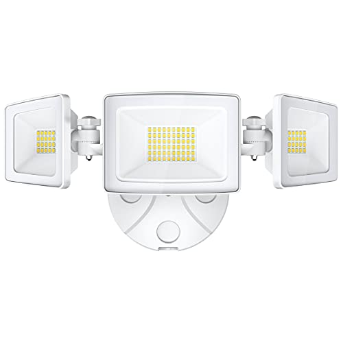 Onforu 50W LED Security Light 5000LM Outdoor Flood Lights Fixture with 3 Adjustable Heads IP65 Waterproof 5000K White Super Bright Exterior Wall Mount Security Light for Eave Yard Garden Porch