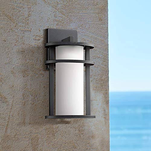 Aline Modern Contemporary Outdoor Wall Light Fixture LED Black 13 Caged White Frosted Glass Decor for Exterior House Porch Patio Outside Deck Garage Yard Front Door Garden Home  John Timberland