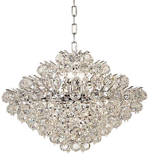 Essa Chrome Crystal Pendant Chandelier Lighting 24 Wide Modern Contemporary 16Light Fixture for Dining Room House Foyer Entryway Kitchen Bedroom Living Room High Ceilings  Vienna Full Spectrum
