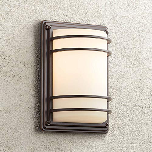 Habitat Modern Contemporary Outdoor Wall Light Fixture Sconce Rubbed Bronze 11 Opal Glass Sconce for Exterior House Porch Patio Outside Deck Garage Yard Front Door Garden Home  John Timberland