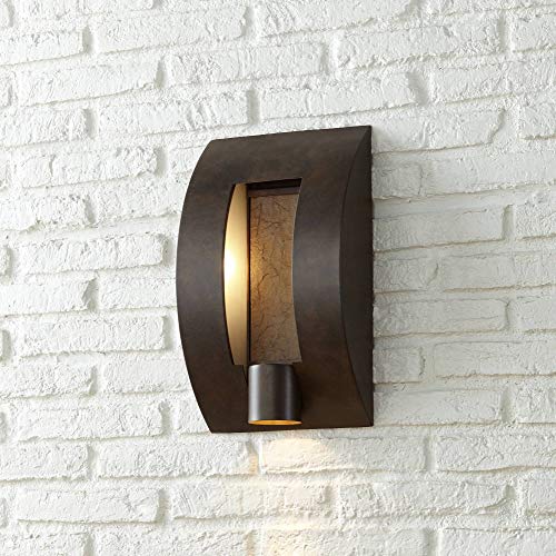 Modern Contemporary Rustic Sconce Outdoor Wall Light Fixture Bronze Brown 16 Framed Slate Decor for Exterior House Porch Patio Outside Deck Garage Yard Front Door Garden Home  Franklin Iron Works