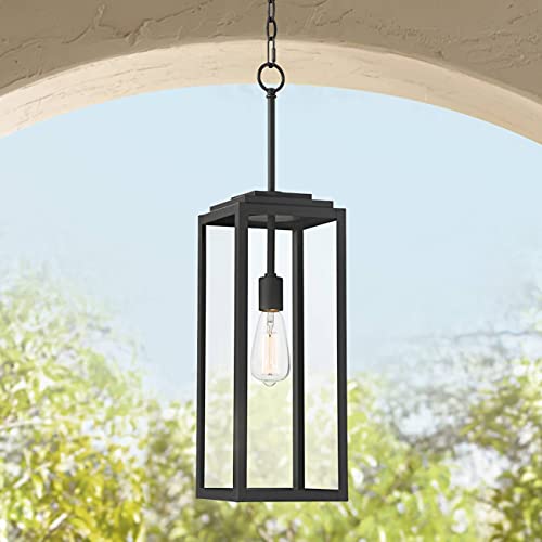 Titan Modern Contemporary Outdoor Hanging Light Fixture Mystic Black 27 14 Clear Glass for Exterior House Porch Patio Outside Deck Garage Front Door Garden Home Roof Gazebo  John Timberland