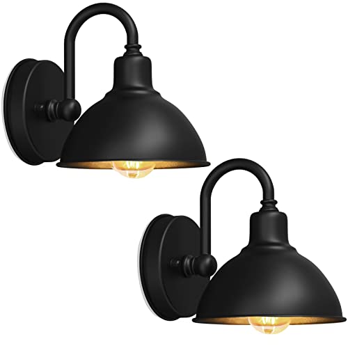 2 Pack Outdoor Barn Light for HouseSmall and Exquisite Farmhouse Porch LightWaterproof Black Modern Outdoor Wall SconceOutdoor Light FixtureOutdoor Gooseneck Lightingfor PatioDeckCorridor