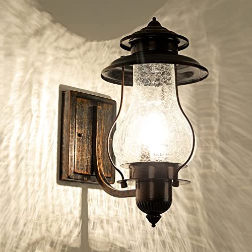 Dusk to Dawn Exterior Wall Lantern Rustic Outdoor Lighting Fixture Wall Mount Front Porch Lights with Photocell Sensor Oil Rubbed Brown Antique Outside Wall Sconces for House Garage Doorway