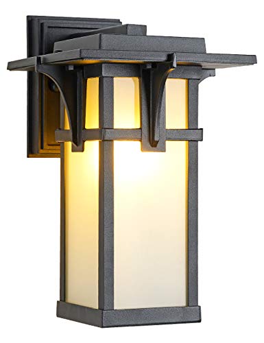 EERU Porch Lights Wall Mount Outdoor Wall Lantern Waterproof Aluminum with Frosted Glass Exterior Light Fixtures Modern Classic Outdoor Wall Lights for Outside House Deck Patio Garage Lighting Black
