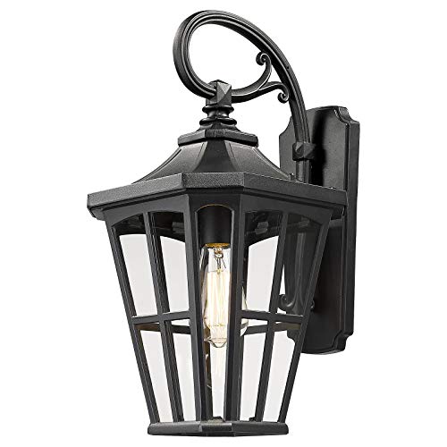 Emliviar Outdoor Lights Wall Mount 19 Farmhouse Wall Sconce Lighting for House Front Porch Clear Glass in Black Finish XE221B BK
