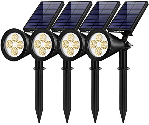 InnoGear Solar Lights Outdoor Upgraded Waterproof Solar Powered Landscape Spotlights 2in1 Wall Light Decorative Lighting Auto OnOff for Pathway Garden Patio Yard Driveway Pool Pack of 4 (Warm)