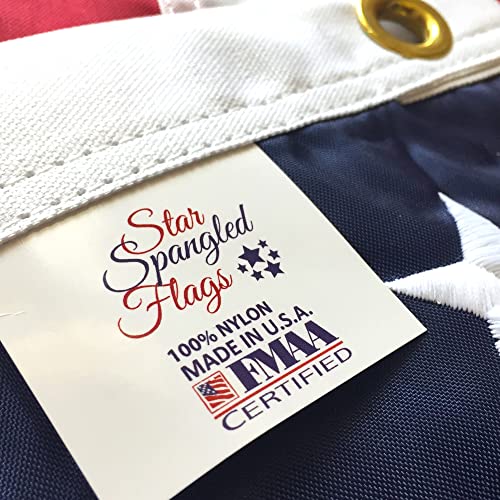 American Flag 3x5  100 Made In USA using Tough Long Lasting Nylon Built for Outdoor Use Featuring Embroidered Stars and Sewn Stripes plus Superior Quadruple Stitching on Fly End