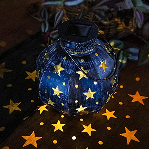 Maggift 2 Pack Star Solar Lantern Solar Powered Decorative Hanging lights for Indoor Outdoor Halloween Christmas Garden Patio Yard Holiday Party