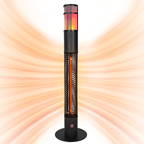 Star Patio Outdoor Freestanding Electric Patio Heater with LED Flame Light Column Outdoor Heater Suitable as a Balcony Heater Christmas Party Heater Perfect for Outdoor Decoration 1588RDMF