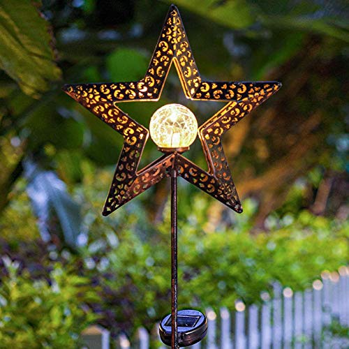 TAKE ME Star Solar Lights Garden OutdoorWaterproof Metal Decorative Stakes for WalkwayYardLawnPatio