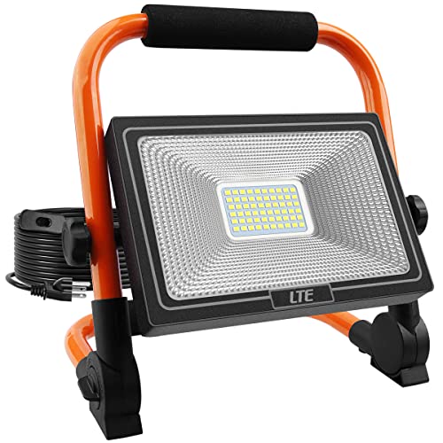 LED Work Light 50W 5500LM Portable Outdoor Flood Light 6000K IP66 Waterproof Camping Security Lights for Outdoor LightingHuntingCampingHikingCar Repairing (Orange)