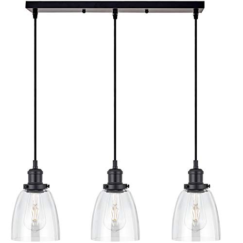 Passica Decor MidCentury Modern 3 Light Kitchen Island Pendant Lighting Rustic Ceiling Chandelier Triple Heads Light fixtures for Foyer Dining Room Living Room Counterbar Craftsman Kitchen