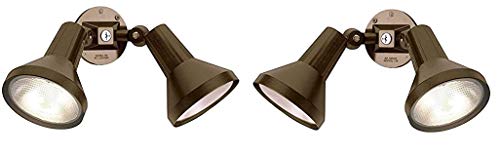 Dysmio Lighting Two Light Outdoor Heavy Duty Cast Aluminum Durable Weather Proof Security Flood Light Bronze Finish Pack of 2