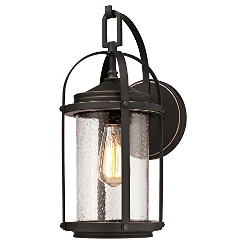 Westinghouse Lighting 6339300 Grandview OneLight Outdoor Wall Fixture Oil Rubbed Bronze Finish with Highlights and Clear Seeded Glass
