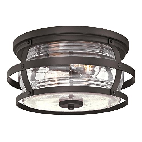 Westinghouse Lighting 6359500 Weatherby Outdoor TwoLight Flush Mount in Weathered Bronze Finish and Clear Glass
