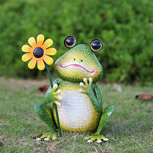 Garden Frog Statue Outdoor Decor Metal Frog Yard Art Sculpture