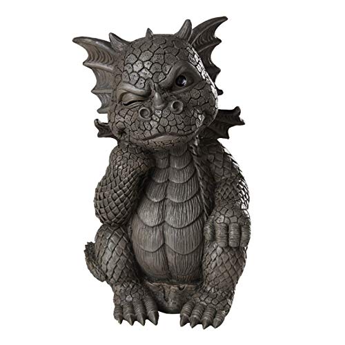 Pacific Giftware Garden Dragon Thinker Dragon Garden Display Decorative Accent Sculpture Stone Finish 10 Inch Tall