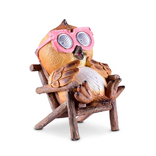 Solar Garden Decorations  Owl Figurine  Outdoor Yard Lawn Decor LED Figure  Light Up Decorative Statue Accents Patio or Deck  Weather Resistant  Great Housewarming Gift Idea (Brown  1 Pack)
