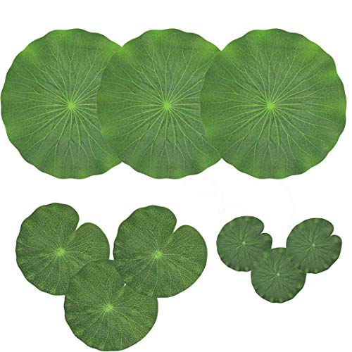NAVAdeal Pack of 9 Artificial Floating Foam Lotus Leaves  Water Lily Pads Ornaments Green  Perfect for Patio Koi Fish Pond Pool Aquarium Home Garden Wedding Party Special Event Decoration