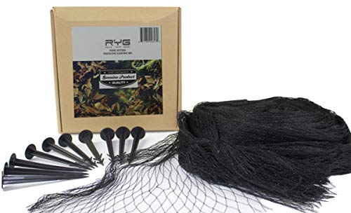 RYG Koi Pond Netting Kit 25x25 Feet Heavy Duty Mesh Pool Net for Easy Cleaning Protective Cover for Koi Fish Skimmer Net Screen for Falling Leaves and Debris Placement Stakes Included