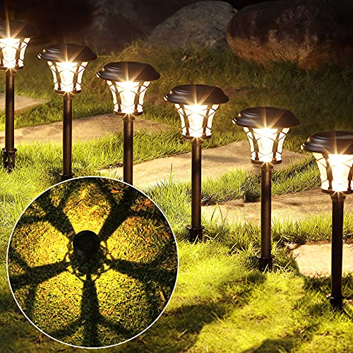 6 Pack Outdoor Lights Solar Powered 20 lumens Solar Yard Lights Auto OnOff White Light Glass and Stainless Steel Solar Lights Pathway for LawnSolar Driveway LightsGarden LightsLandscape Lighting