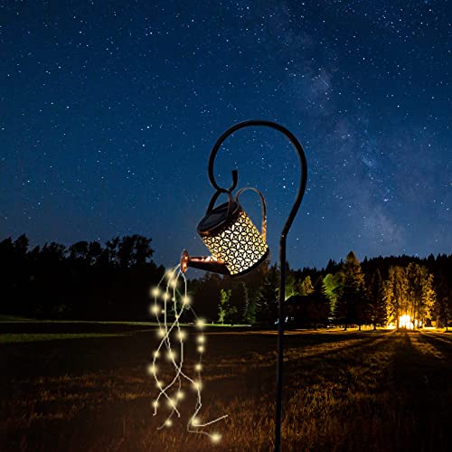 BQOQB Watering can with Garden Decor LightsRetro Waterproof Copper Solar Twinkle Lights for OutdoorPathwayYardDeckLawnPatioWalkway Courtyard Party Decorations(Large)