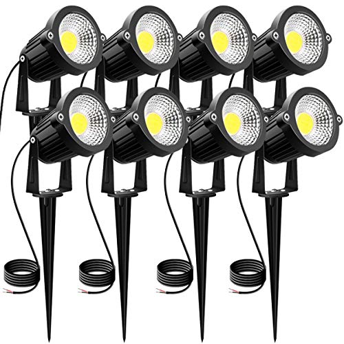 Landscape Lights INNERWILL 5W LED Garden Light 12V24V Outdoor Flood Lights Landscaping Light Daylight Spotlights Waterproof Low Voltage Lights for Wall Shed Garage Garden Lighting (8 Pack)