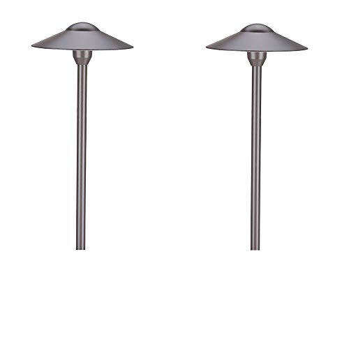 Arrownine Aluminum Cast Low Voltage Outdoor Path Lighting Walkway Landscape LightsIncluded Ground Spike Free Bi Pin G4 LED Bulb Warm White 2Pack (Bronze Finish)