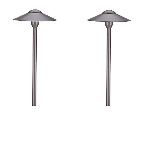 Arrownine Aluminum Cast Low Voltage Outdoor Path Lighting Walkway Landscape LightsIncluded Ground Spike Free Bi Pin G4 LED Bulb Warm White 2Pack (Bronze Finish)
