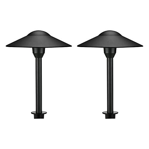 Lumina Low Voltage Landscape Lighting CastAluminum Outdoor Path and Area Light Warm White 3W G4 LED Bulb and ABS Heavy Duty Ground Stake Included for Yard Walkway Lawn  Black PAL0101BKLED2 (2PK)