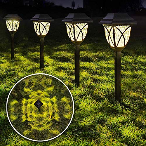 LANSGARINE 8 Pack Solar Pathway Lights Outdoor WaterproofSolar Powered Garden Lights LED Solar Yard Lighting for LandscapeLawn Patio Walkway Driveway(Warm White)