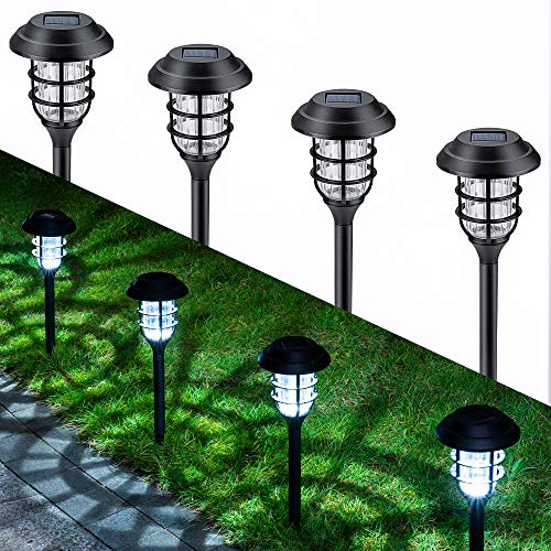 GIGALUMI Solar Pathway Lights 8 Pack Solar Lights Outdoor Waterproof Solar Powered Garden Lights for Patio Lawn Yard and Landscape (Cold White)