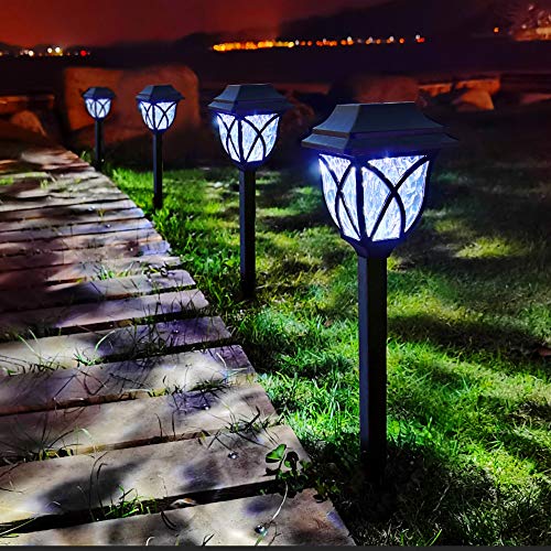 LAMTREE Solar Lights Outdoor Garden 8 Packs LED Solar Powered Landscape Path LightsGround Stake Lights for Yard Lawn Patio Pathway Walkway Driveway Sideway
