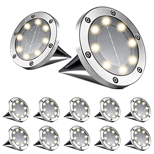 Solar Garden Lights Plastic Diamond Cover Solar Ground Disk Lights Out Door Waterproof Decorative Path inGround Lights Powered by Solar for Lawn Path Yard Step and Walkway (Warm4 Pack)