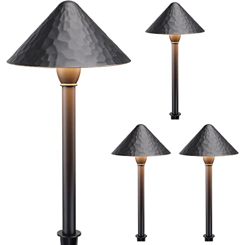 LEONLITE Low Voltage LED Landscape Pathway Lights 12V 3W Path Lighting CRI90 ETL IP65 Waterproof Gold Edged Black Aluminum Housing 3000K Warm White Pack of 4