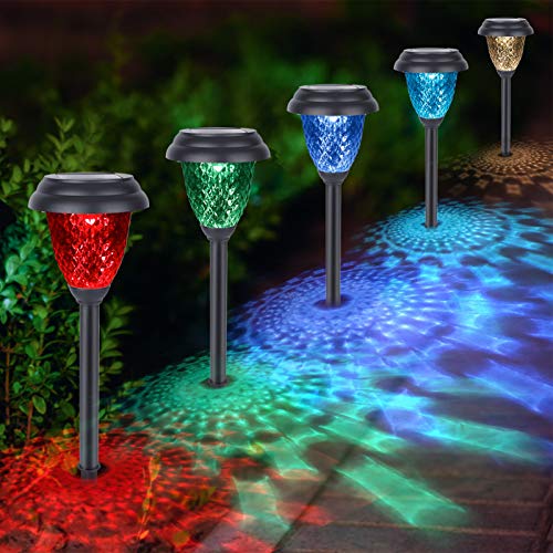 Solar Pathway Lights Outdoor  CIYOYO 8 Pack Warm White  Color Changing Waterproof Landscape Path Lights Solar Powered Decorative Garden Yard Lights for Path Lawn Walkway Patio Driveway Auto OnOff